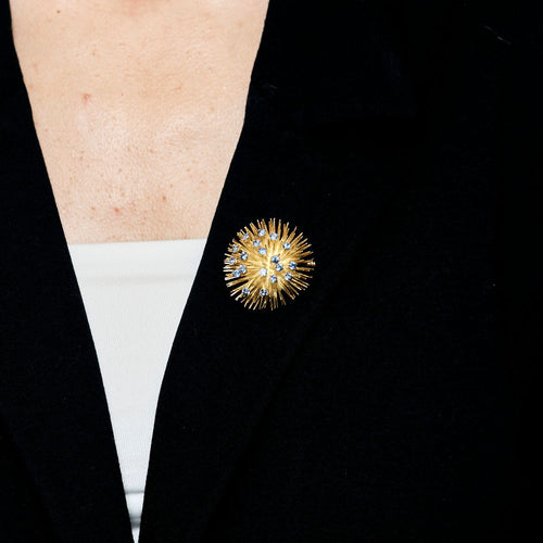 Broche Broche or jaune amati et saphir 58 Facettes CHA5409