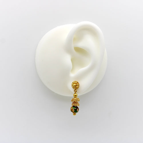 Boucles d'oreilles Boucles d'oreilles pendantes indiennes en or 22 carats avec émail multicolore 58 Facettes