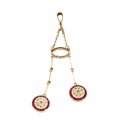 Collier Collier négligé or jaune et blanc, rubis et diamants 58 Facettes CHAT1194