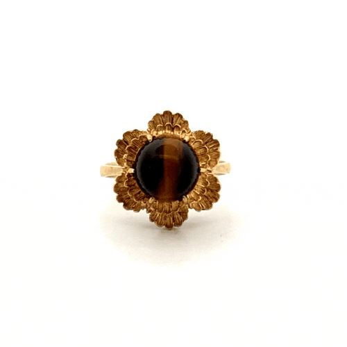 Bague 55 Bague Fleur Or Jaune Oeil de Tigre 58 Facettes 79-GSJE423