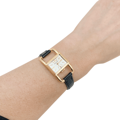 Montre Montre Jaeger-Lecoultre, "Etrier", or rose, cuir. 58 Facettes 34348