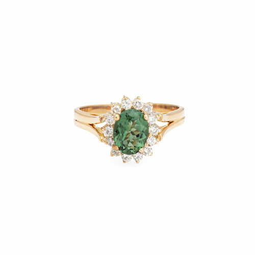 Bague Bague diamant tourmaline verte Vintage or princesse pierres précieuses fiançailles 58 Facettes G13437