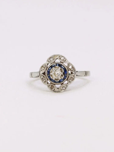 Bague 55 Bague art déco or blanc saphirs diamants 58 Facettes J360