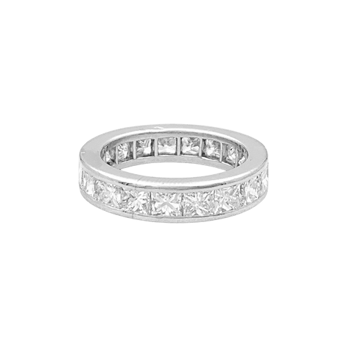 Bague 51 Alliance tour complet, platine, diamants princesse. 58 Facettes 34606