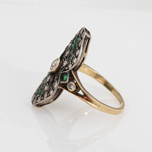 Bague Bague vintage diamants émeraudes 58 Facettes G13196