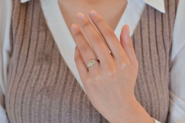 Bague 53 Bague or blanc diamant 0,99ct I/VS1 58 Facettes 26336-26229