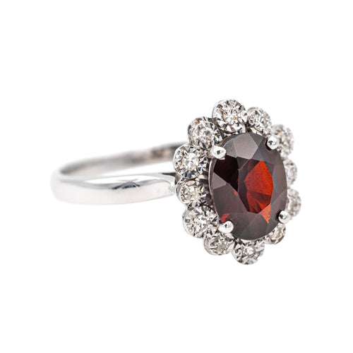 Bague 54 Bague Pompadour Or blanc Grenat 58 Facettes 3681303RV