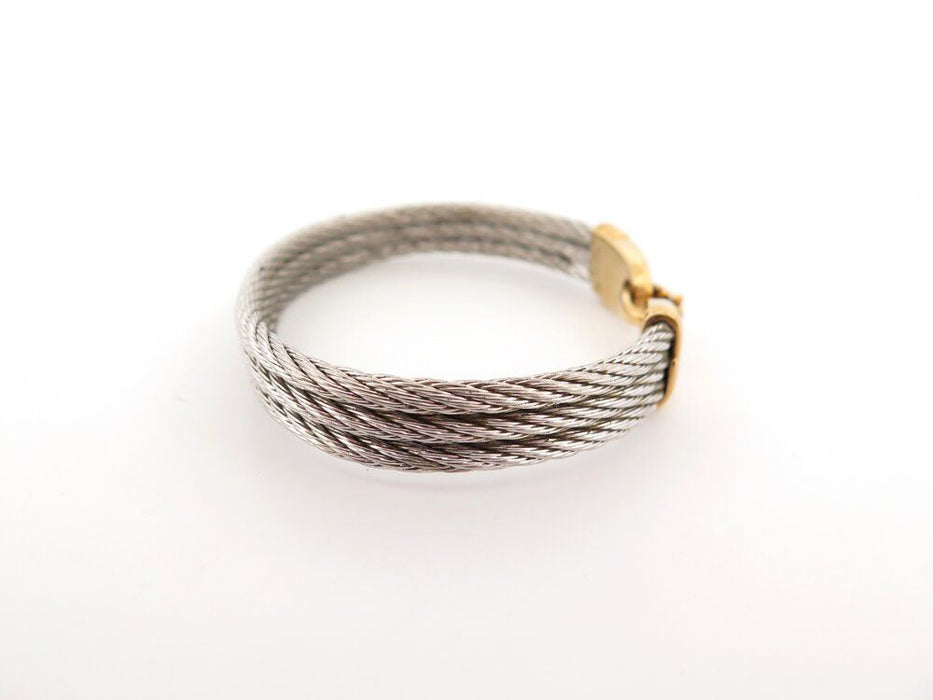 pulsera antigua FRED fuerza 10 cable 24 cm acero y oro amarillo