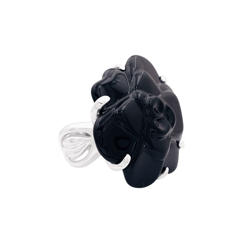 Bague 60 Bague Chanel, modèle "Camélia", en or blanc et onyx. 58 Facettes 34544