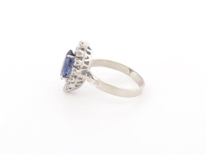 Bague 56 bague marquise en or blanc sertie saphir & diamants 58 Facettes 261889