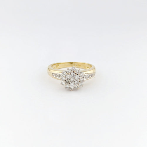 Bague 54 Bague motif floral en or jaune 18 carats et diamants 58 Facettes 32679