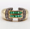 Bague 59 Bague Tank style Art Déco or jaune, émeraudes calibrées et diamants 58 Facettes A05364
