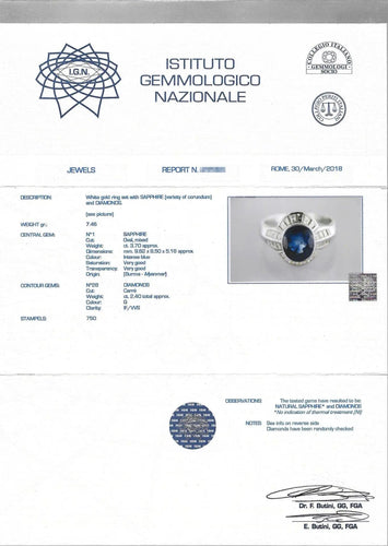 Bague Bague avec saphir non traité et diamants 58 Facettes