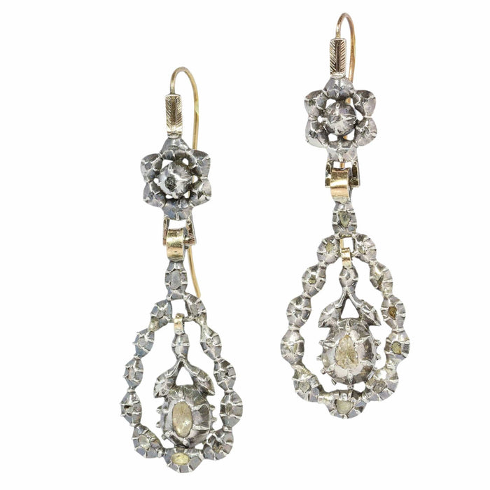 Boucles d'oreilles Boucles d'oreilles victoriennes élégantes avec diamants taille rose 58 Facettes 24240-0376