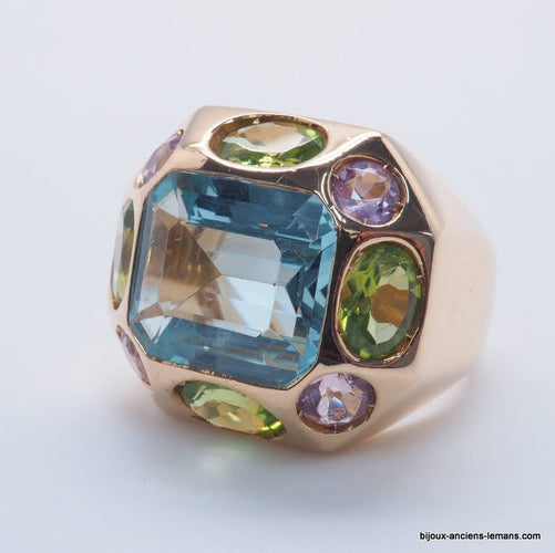 Bague 55.5 Bague Aigue Marine Péridot Améthyste - ref 4297 58 Facettes 4297