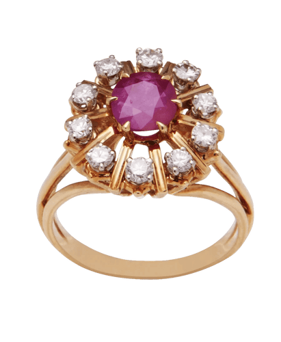 Bague 52 Bague marguerite Or 18K Saphir rose Diamant blanc 58 Facettes BO220265/MargueriteSaphirRose