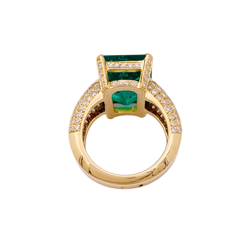 Bague 54 Bague émeraude, diamants, or jaune. 58 Facettes 34711