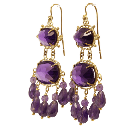 Boucles d'oreilles Boucles d'oreilles anciennes en or et améthyste 58 Facettes 7674