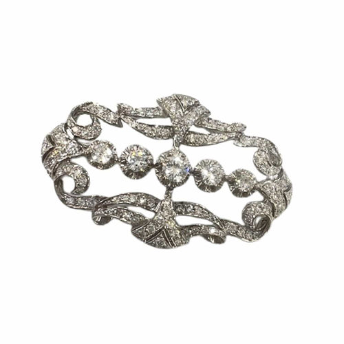 Broche Broche Art Déco, époque 1930-1935, en or 18 carats avec diamants 58 Facettes Q228B