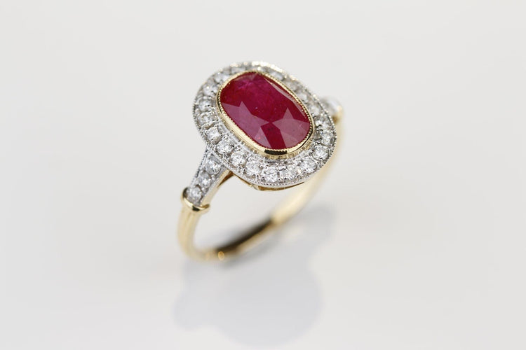Bague 53 Bague Marguerite 2 Ors Rubis Diamants 58 Facettes
