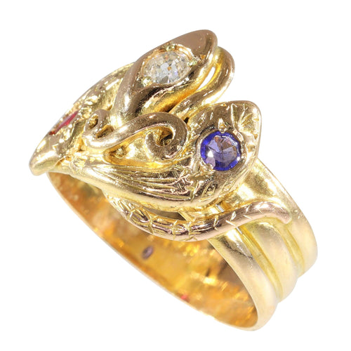 Bague 58 Bague Serpent Victorienne : Un Trio Symbolique en Or 58 Facettes 24137-0077