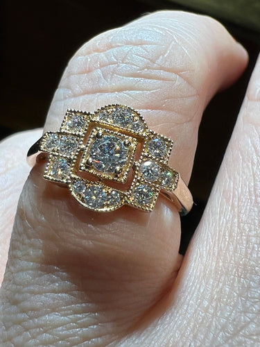 Bague 53 Bague diamants en pavage  diamants or rose 58 Facettes 7624 A