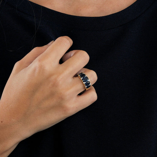 Bague 56 Bague sous un ciel d'étoile Saphirs Diamants 58 Facettes LP459