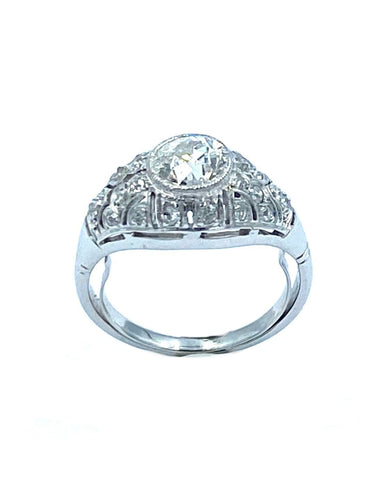 Bague 51 Bague Art-Deco or, platine et diamants 58 Facettes