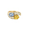 Bague 56 Bague Toi & Moi en or jaune, platine, saphir bleu, saphir jaune et diamants 58 Facettes B240722