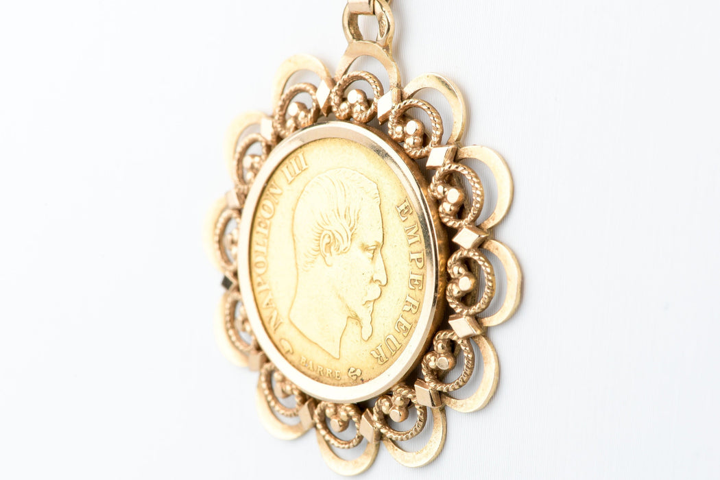 Pendentif Pendentif pièce 10 francs Napoléon III en or jaune 58 Facettes MEDVY64