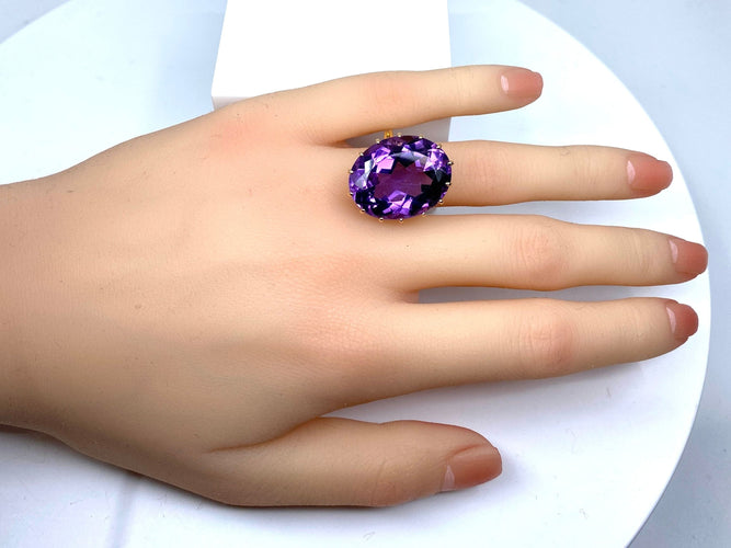 Bague 56 Bague en or jaune & améthyste 58 Facettes AB317