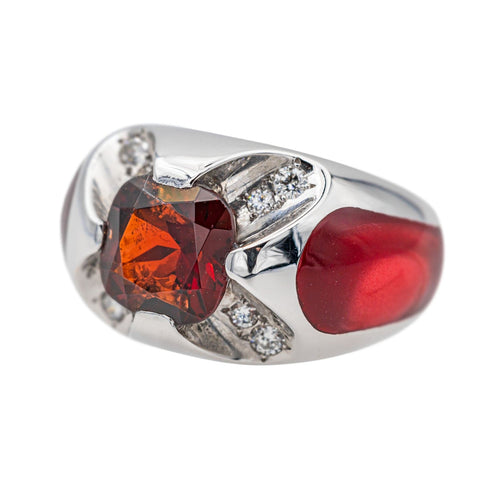 Bague 54 Bague Or blanc Grenat, Diamant 58 Facettes 3641136CN