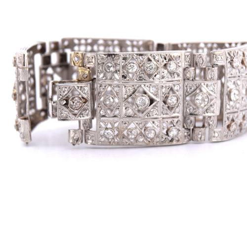 Bracelet Bracelet Antique Deco, en platine avec diamants 58 Facettes