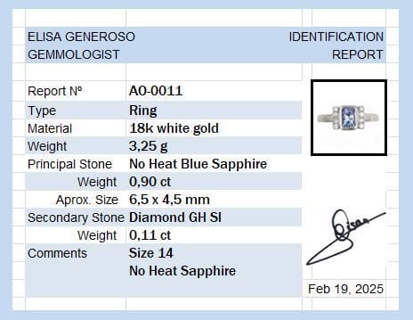 Bague Bague en or avec saphir bleu de Ceylan sans chaleur et diamants 58 Facettes AO-0011