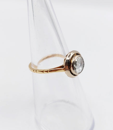 Bague 49 Bague solitaire antique or 14k diamant taille rose de Hollande de 6 mm 58 Facettes A06290