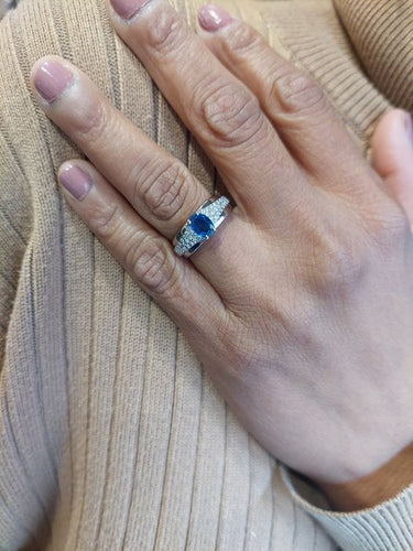 Bague 54 Bague moderne saphir et diamants 58 Facettes 084261