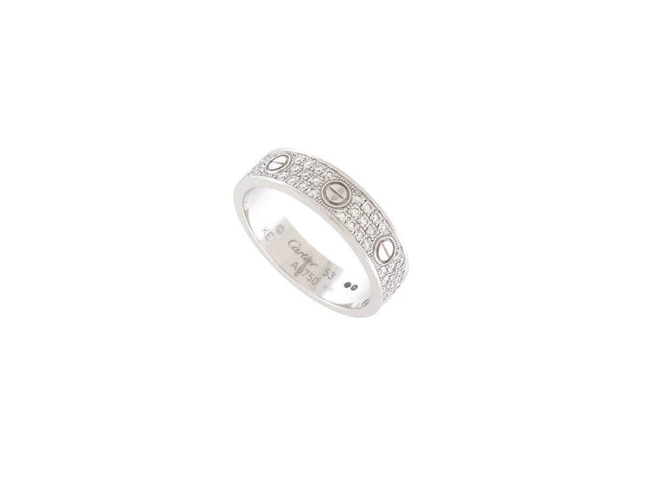 Bague 53 bague CARTIER love full pave pm diamants 0.31 ct 53 or blanc 18k 58 Facettes 265187