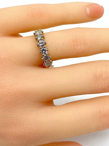 Bague 52 Demi alliance or jaune 6 diamants 58 Facettes AB342