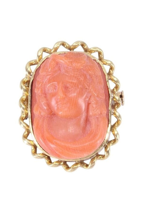 Broche Broche camée corail or jaune 58 Facettes 094241