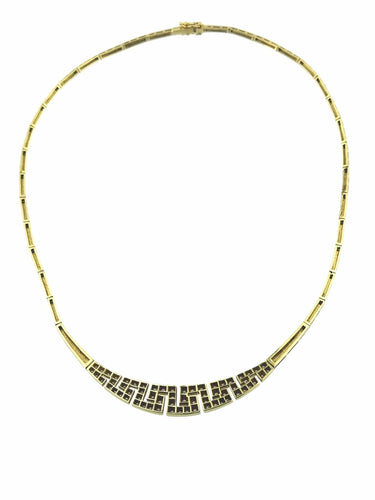 Collier Vintage Italian Chocker Necklace Or jaune et Diamants 58 Facettes