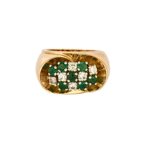 Bague 55 Bague or jaune, émeraude et diamants 58 Facettes CAN1077