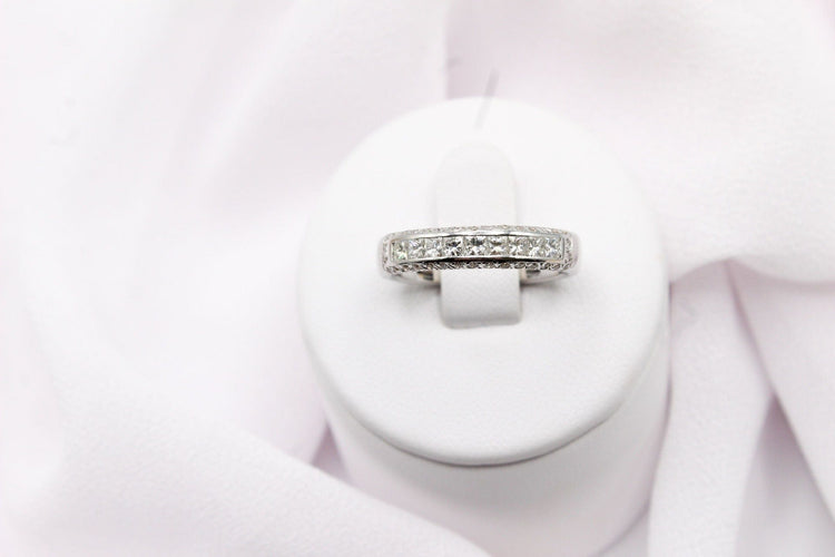 Bague Bague demi-alliance diamants taille princesse 0,70 ct en or blanc 750 58 Facettes 240269