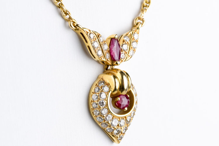 Collier Collier en or jaune 18 carats Diamant et  Rubis 1.78 carats 58 Facettes CLDIAMRUBIS-107