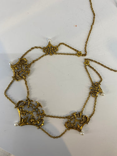 Collier Collier draperie en or 18 carats et perles, travail français vers 1880 58 Facettes AB37