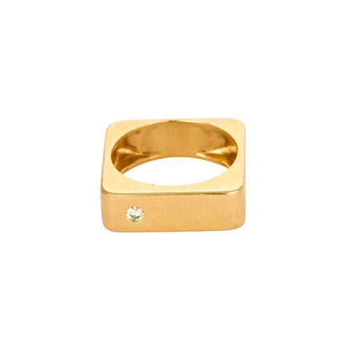 Bague 58 Bague moderniste de forme carré en or jaune et diamant 58 Facettes THI0518