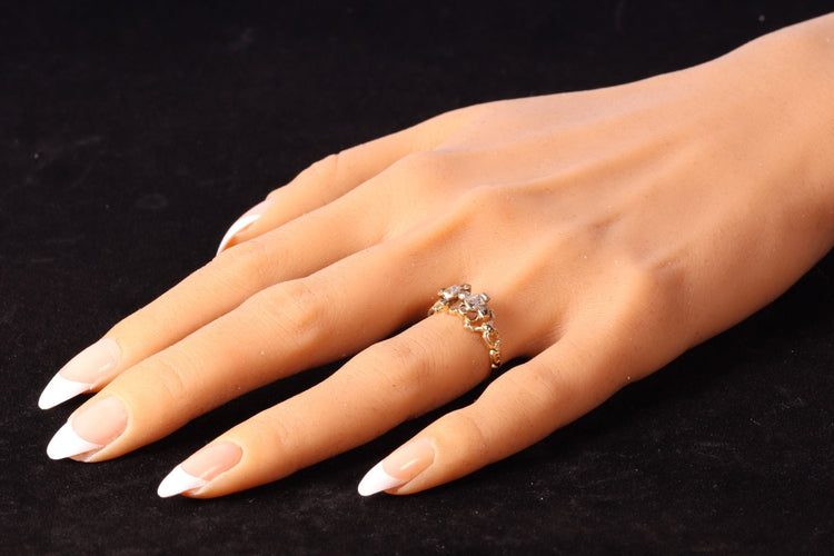 Bague 55 Artisanat du XVIIe siècle : bague baroque en or avec diamants taille table 58 Facettes 23331-0247