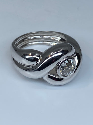 Bague 53 Bague en or blanc, diamant 58 Facettes AB49