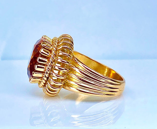 Bague 51.5 Bague en or jaune 18 carats et citrine Madère 58 Facettes AB496