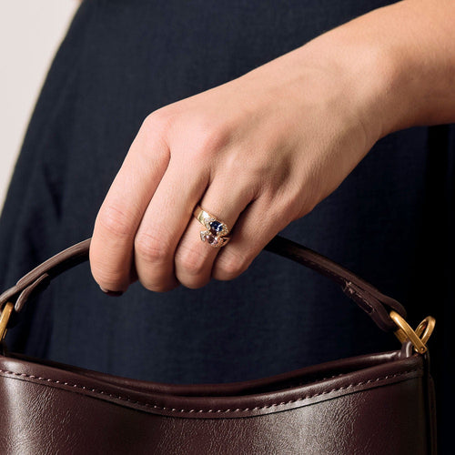 Bague 54 Bague Toi & Moi, saphir rose, saphir bleu et diamants 58 Facettes B240725-1