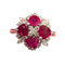 Bague 57 Bague en or blanc 4  rubis taillés en coeur  et pavage de diamants 58 Facettes 7825 A